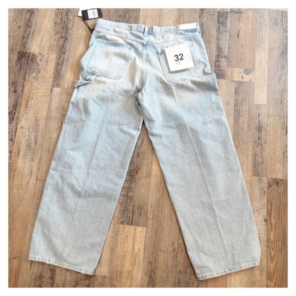 RE/DONE High-Rise Wide Leg Painter Jeans Faded Artisan Wash - Size 32 - Picture 5 of 9